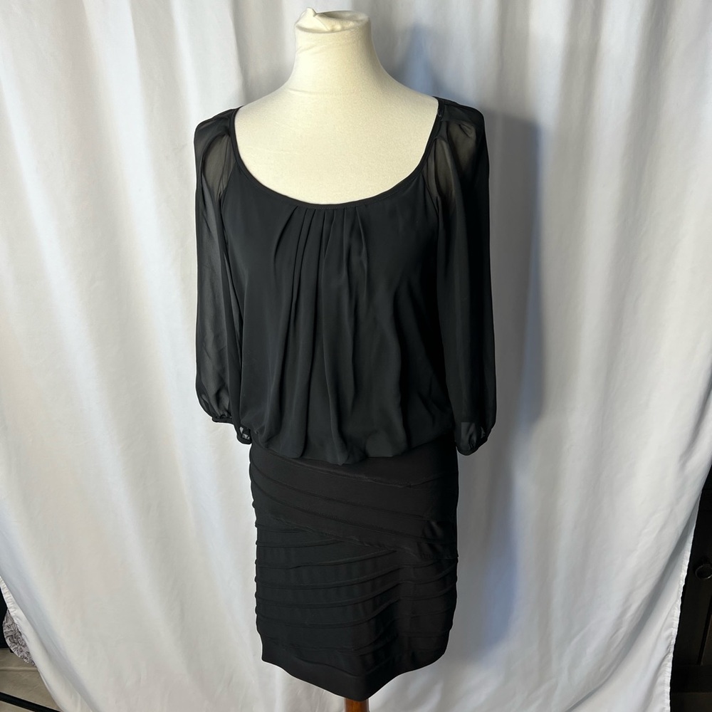 B. Darlin Black Sheer Blouson Dress – Size M: fits 6 to 8